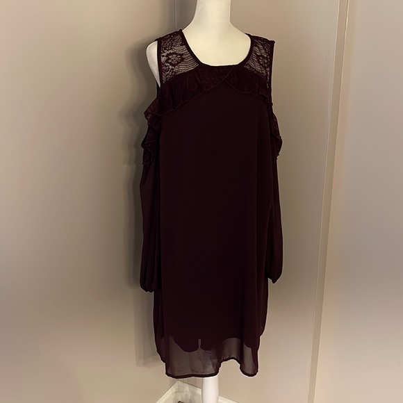 Maurices cocktail  dress with a cold shoulder and sheer sleeves - Picture 1 of 10